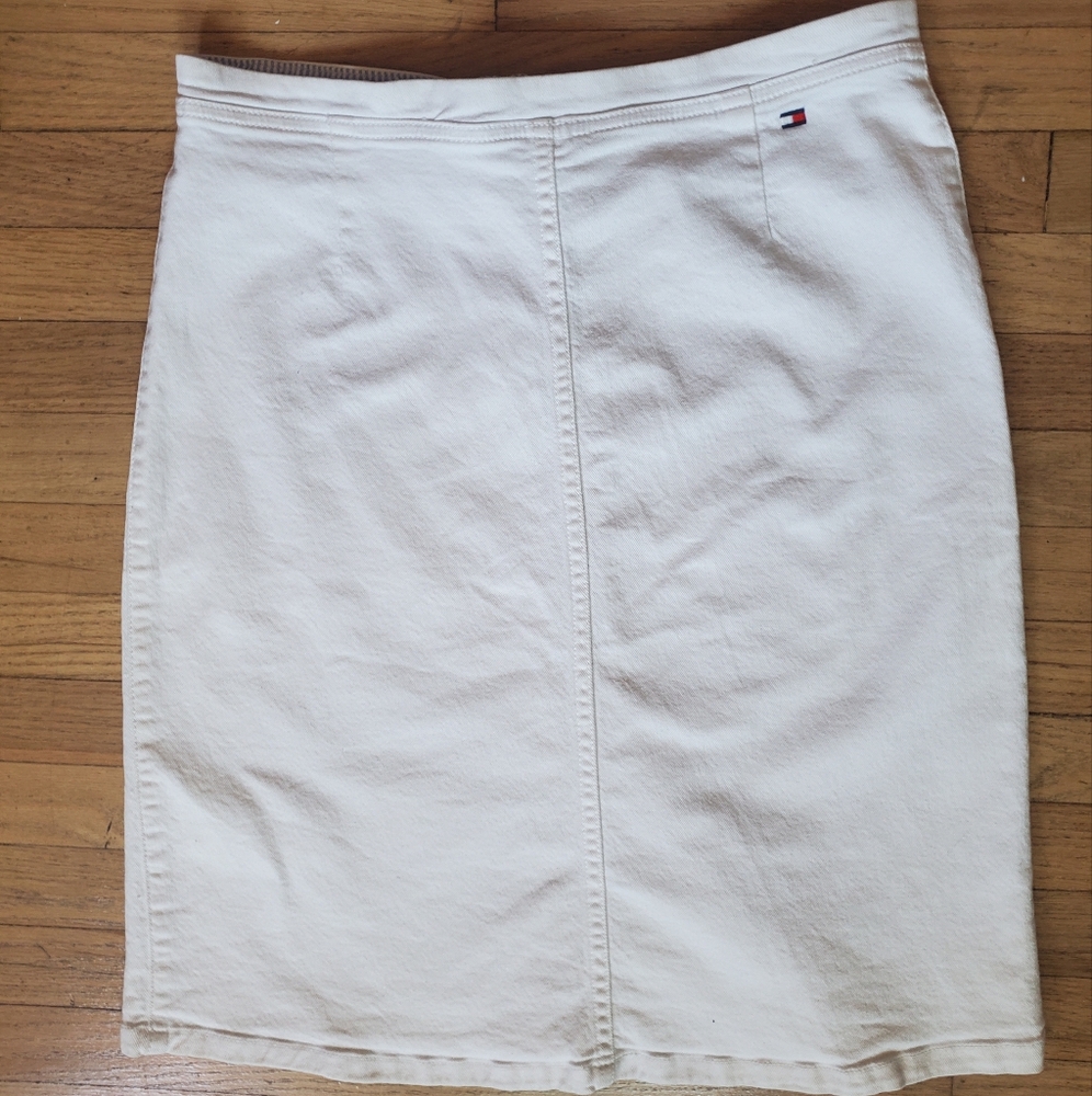 VTG Y2k Tommy Hilfiger White Denim Skirt Size 10 90s Preppy Coastal Western - Picture 2 of 13